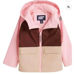 LANDS' END Kids Big Girls M (4) MulticolorPackable Navigator Rain‎ Jacket